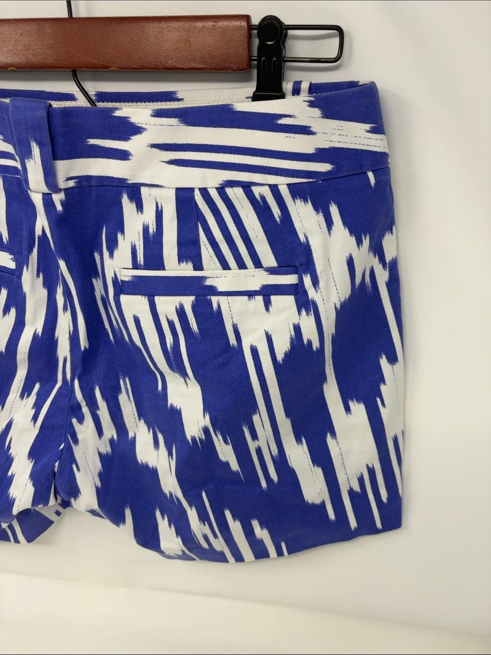 J. Crew Purple and White Abstract Print Flat Front Shorts Size 4